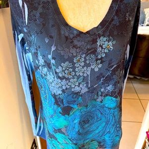 B.L.E.U. Long Sleeve Beaded T Shirt Multi Blue L